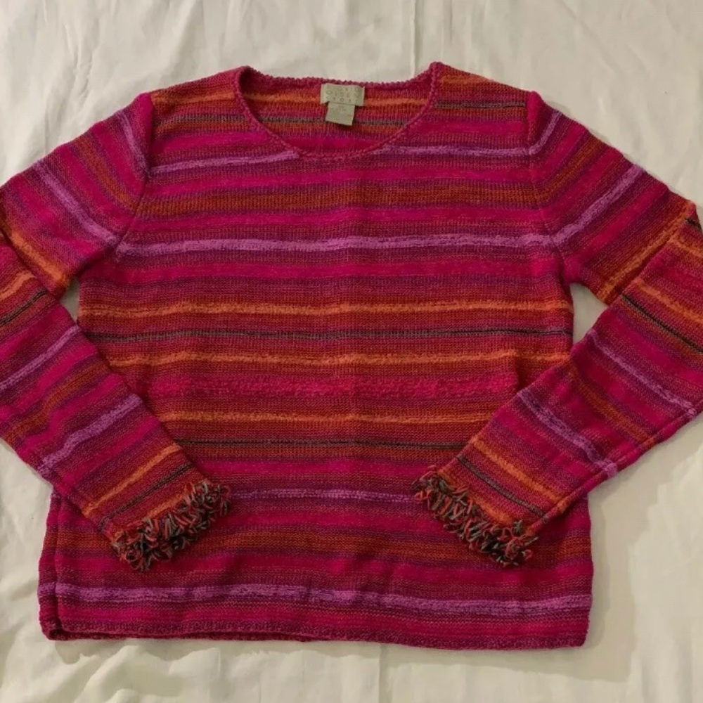 Sigrid Olsen Sport Sweater XS Fringe Sleeves
